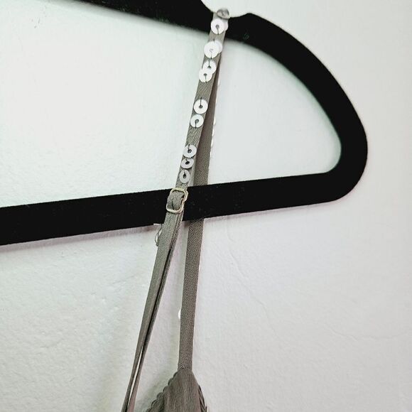 BCBGMaxAzria Silver Grey 100% Silk Sequin Sparkle Party Cocktail Slip Dress 12 - Picture 15 of 16